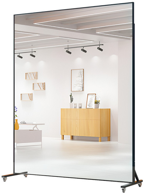 데일리유즈 이동식 대형 전신거울 스탠드거울 댄스 요가 홈트 바퀴달린 거울, 블랙