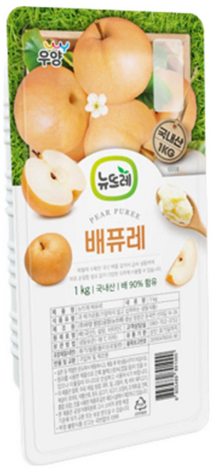 뉴뜨레 냉동 국산 가당 배퓨레 /국내산 배 90%함유, 3개