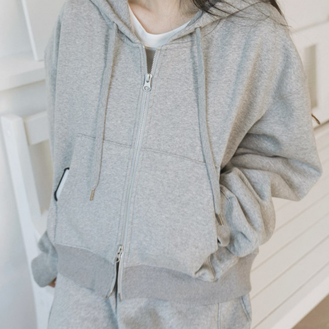 드페르 여성 크롭 루즈핏 풀집업 후드티