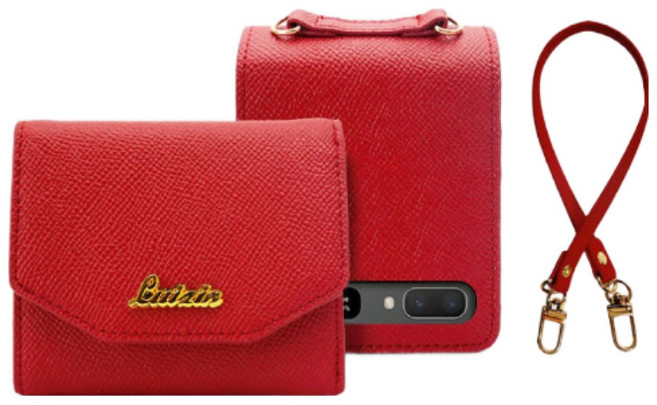 갤럭시 Z플립1 / 플립2 공용 _ 펠리스 천연 소가죽 지폐1칸+카드4장 수납 지갑형 케이스 + 핸드스트랩