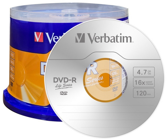 버바팀 DVD-R 공디스크 16X 4.7GB 50p + 케이크통, DVD-R 4.7GB 50p CAKE 16X, DVD-R 50P