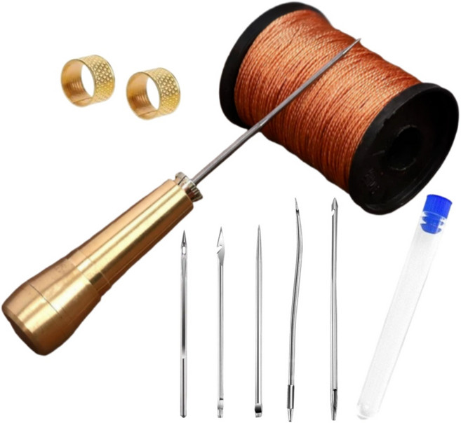 에코룸 가죽 공예 키트 실 바늘 DIY 텐트 신발 수리 도구, 1개, 갈색