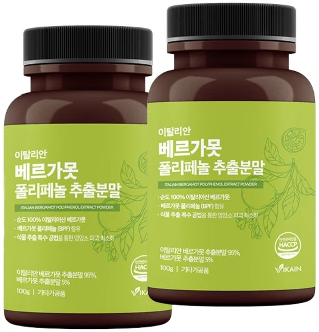 비카인 이탈리아 100% 베르가못 BPF 폴리페놀 추출분말, 100g, 2개입 - 쿠팡