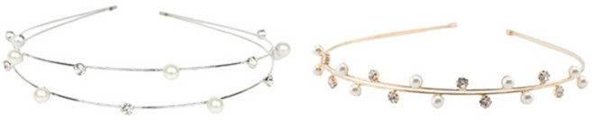 MISS21 오키마 두줄 큐빅 진주 헤어밴드 머리띠 2개 세트 (hb1818)