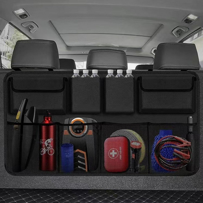 홈앤힐링 자동차 트렁크 수납함 부착식 아이디어 트렁크정리함, 차콜 블랙