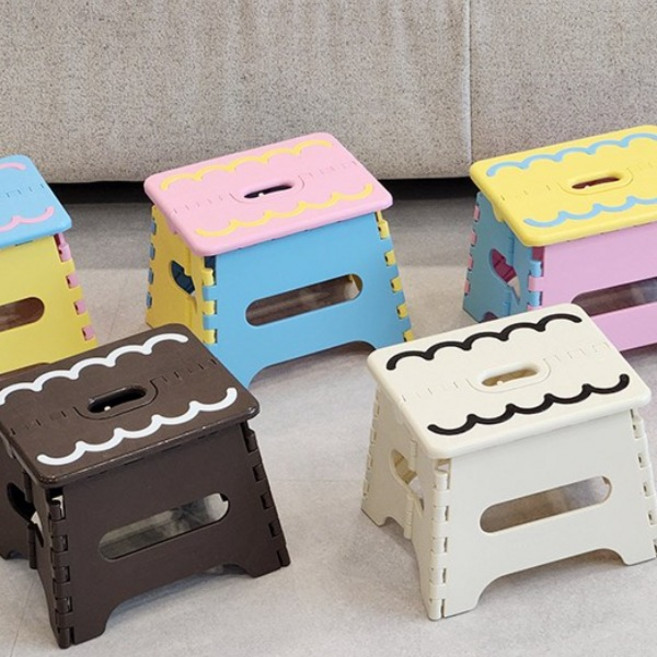 안전잠금 접이식 의자 간이 미니의자 플라스틱 소형 발받침 스툴 체어, 핑크, 1개