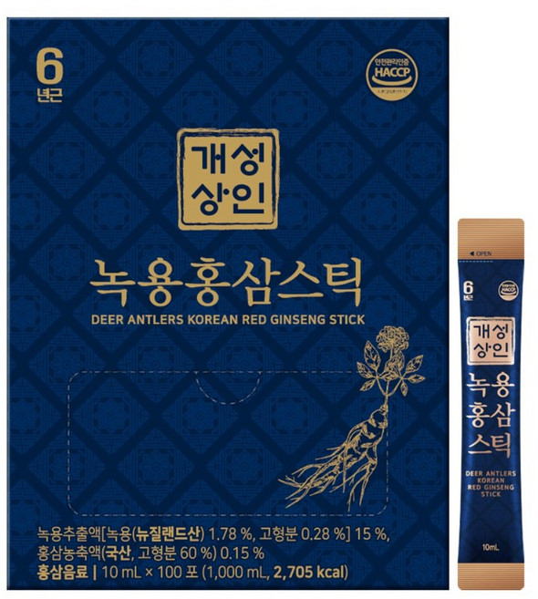 개성상인 녹용홍삼스틱 10ml 30포 전용쇼핑백 개성인삼농협, 300ml, 6세트