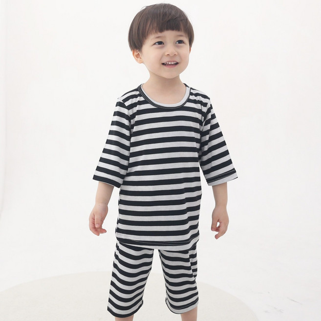 잼베이비 7부_심플ST 그레이블랙 모달 혼방 스판상하세트 하늘하늘한 부드러운신축성 보들보들 세상 편한