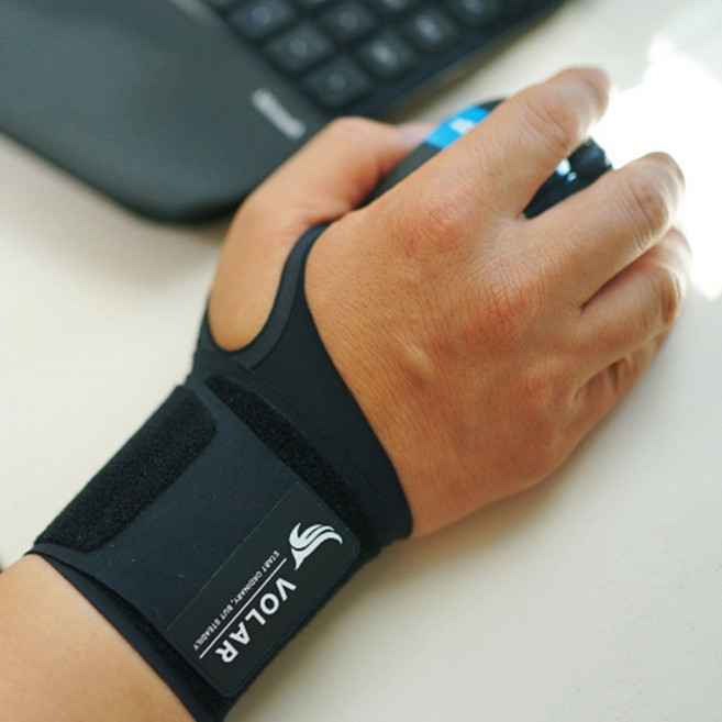 VOLAR 디엔드 테이핑 손목 보호대 밴드 아대, 블랙, 1개