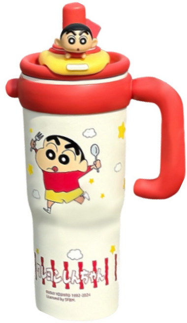 짱구 세라믹 코팅 316 스테인리스 텀블러 1200ml (빨대 포함 2WAY) 사무실/등원용, 1개, 1.2L, 레드