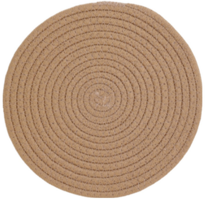 자취의신 테이블매트 타원형 원형 식탁매트, 2개, 중(24cm), 브라운