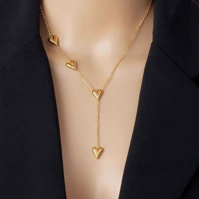 여성 티타늄스틸 18K 골드 도금 목걸이 알레르기 방지 탈색 방지 여성용 티타늄 스틸 목걸이 1P