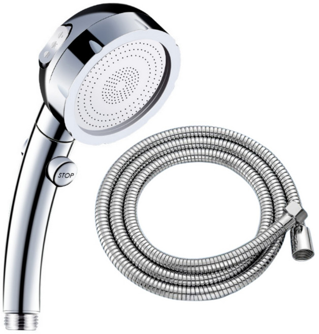 윈픽 화장실 샤워기 호스세트 온오프 3단 1.5M, 1세트, 실버