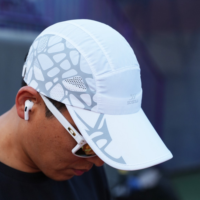 슈아미 초경량 마라톤 런닝 모자 통기성 러닝캡 43g 남녀공용, 화이트, 1개