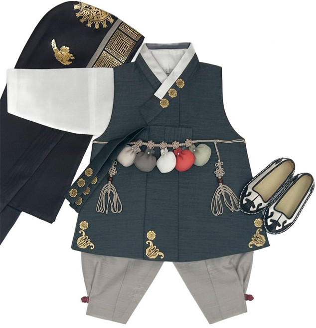 솔찬 금박쾌자 남아한복 (백일~15호) 어린이 돌잔치 아기 아동