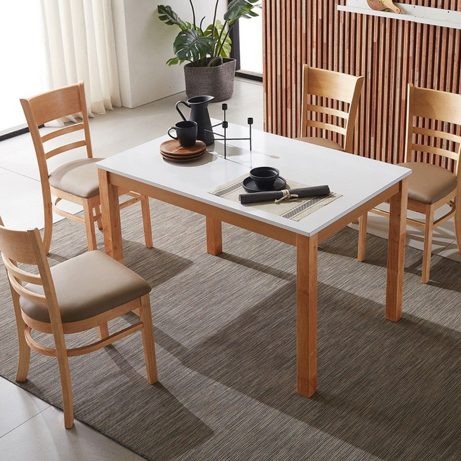 동서가구 베이직HI 4인 하이그로시 광택 식탁 테이블/의자 미포함 DF629554, 내추럴