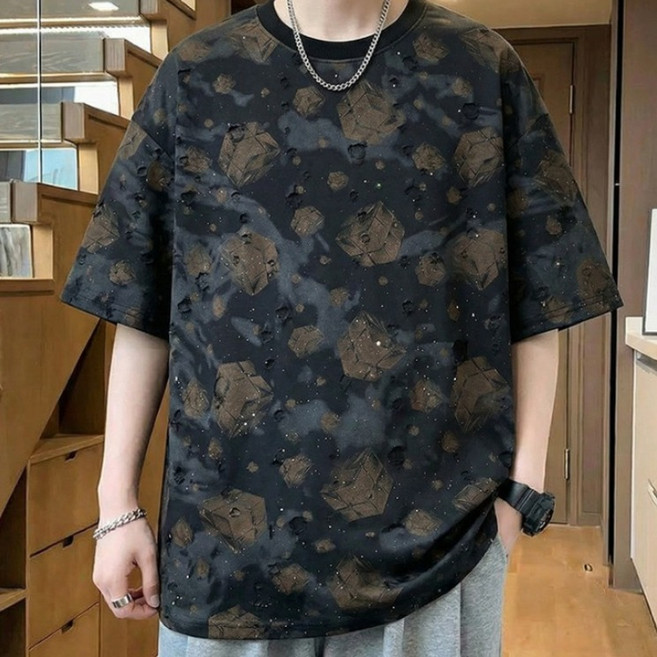 쥬엔리치 남자 반팔 빅사이즈 라운드넥 여름 티셔츠 5X-12X 오버핏 JR61