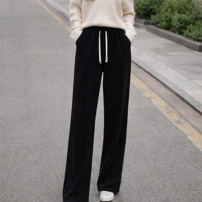 DW 코듀로이 기모 와이드 팬츠 겨울 골덴 여자 바지