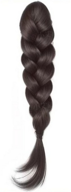 하이유니 [땋기완성] 여신 벼머리 포니테일 100% 고정 집게 붙임머리 부분가발, 1개, 브라운블랙