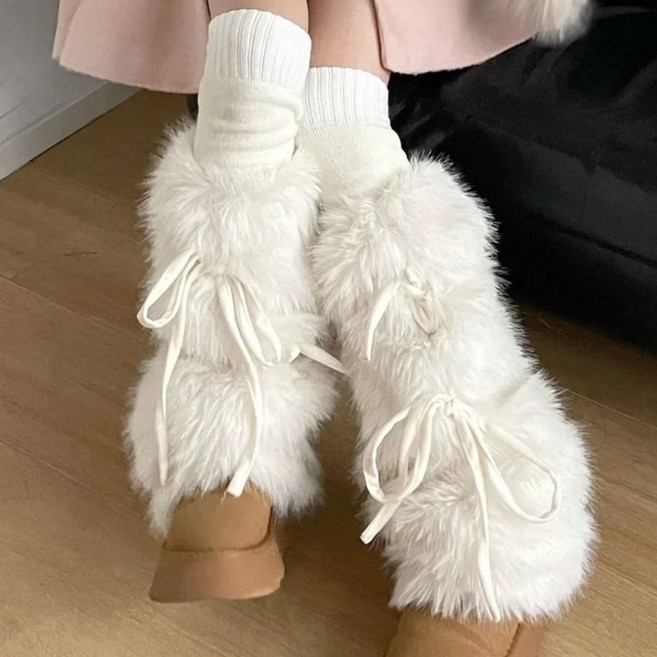 겨울 여성 Y2K 털 레그워머 보온 방한 발토시 방풍양말 퍼레그워머 털보풀다리토시(리본 디자인 겨울 예쁘면서 따뜻하게 지내기에 필수)