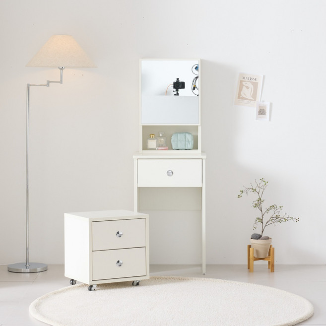 에코 친환경 도장 입식미니화장대 폭좁은 미니콘솔 수납 원룸 틈새 화장대, 미포함