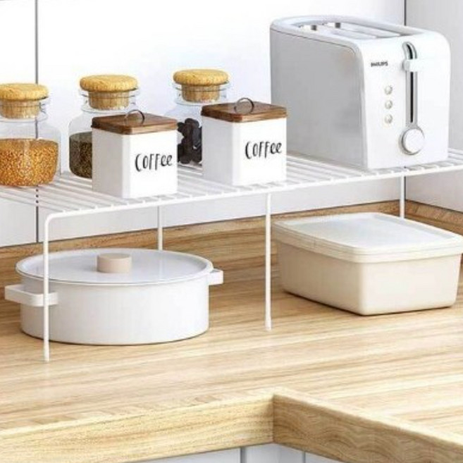 길이조절 주방선반 3p + 고무 마킹 18p, 화이트, 1세트