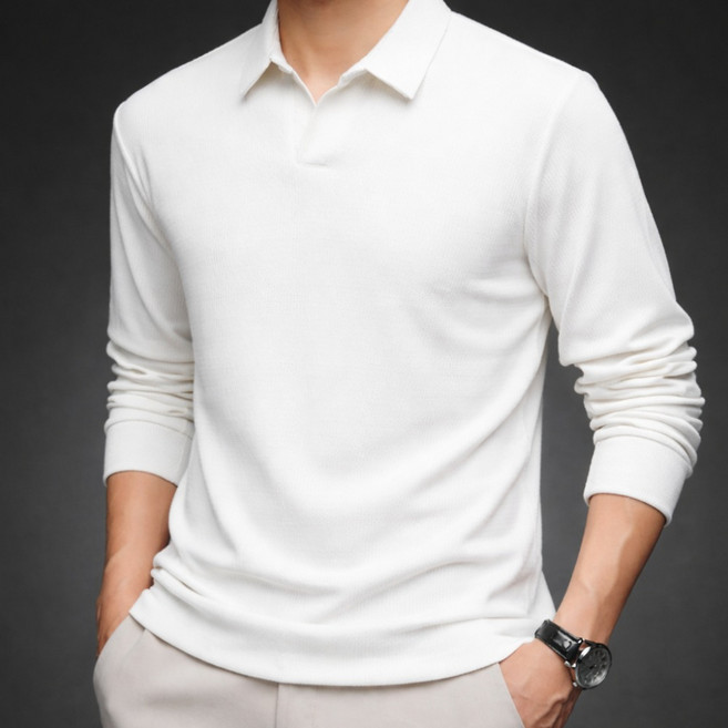 가우토 남자 카라 긴팔티 슬림핏 데일리 골프웨어 티셔츠 봄 가을용