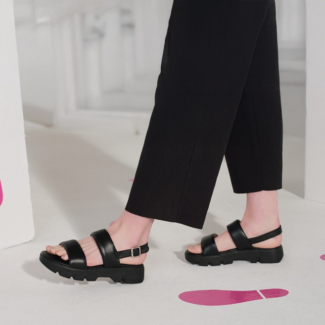 브루마스 고급 양가죽 키높이 볼륨 여성 샌들 4.5cm