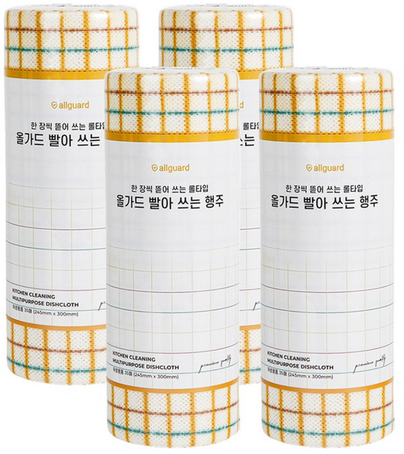 올가드 빨아쓰는 롤타입 행주 베이지, 35개입, 4개