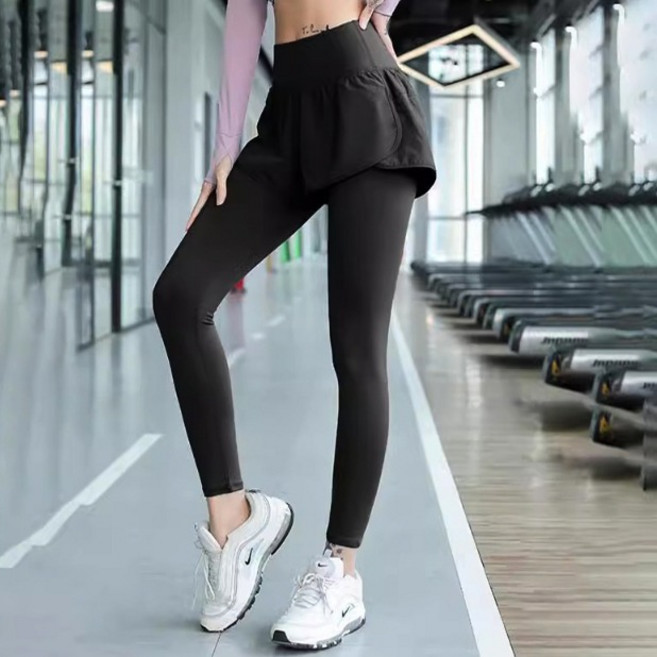 여자 필라테스 요가 레깅스 반바지 일체형 하이웨스트 헬스