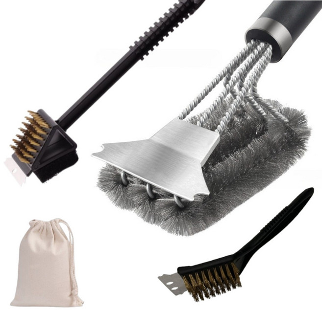 그릴 청소 끝판왕 3종세트 철 솔 바베큐 와이어 브러쉬 석쇠 불판, 그릴청소3종, 1세트