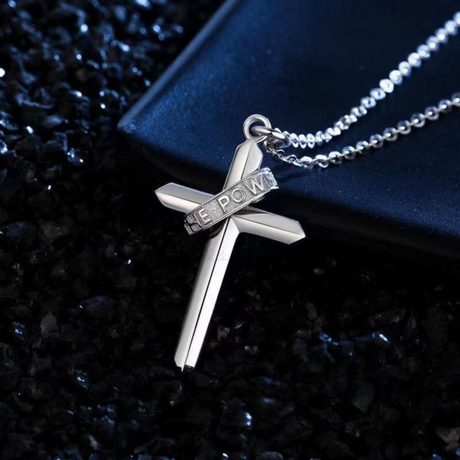 꽃소담 파워 링 십자가 체인 롱목걸이 재물운 사업운 액운차단 소원달성 써지컬스틸 은도금 실버 목걸이 남친 여친 선물 기념일 케이스포장 JQL102