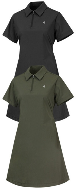 김영주 여성 컴피 반집업 카라 원피스 기능성 스판 나일론 반팔 루즈핏 원피스