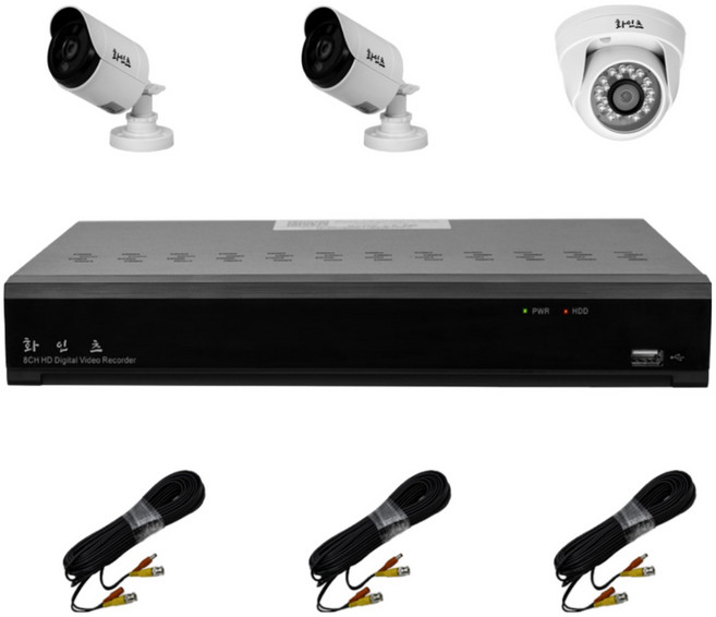 화인츠 500만화소 CCTV 자가설치 4채널 실내 실외 무인 감시카메라 방범용 매장용 농막 케이블20m 2TB HDD포함 XRT4104, 실외2실내1, 1개