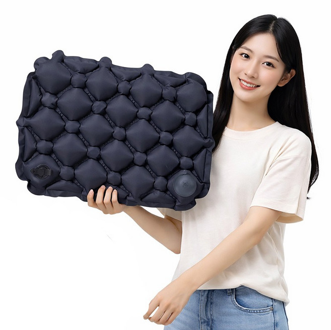 [20개 한정특가]호프너 휴대용 에어 방석 사무실 캠핑 기내용 에어 쿠션, 네이비(펌프형)