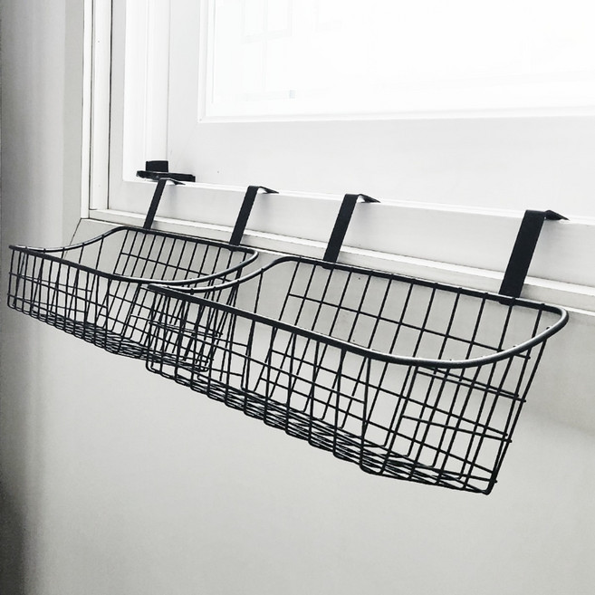 스타트오버 창문 창틀 선반 수납 걸이, 2개, 블랙