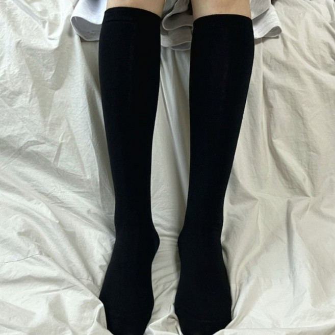 5켤레 국산 국내제작 여성 순면100 니삭스 무지 반장 용신양말