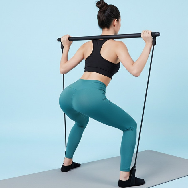 필라테스 스틱바 홈트레이닝 저항 밴드 전신운동 기구, 1개, 블랙