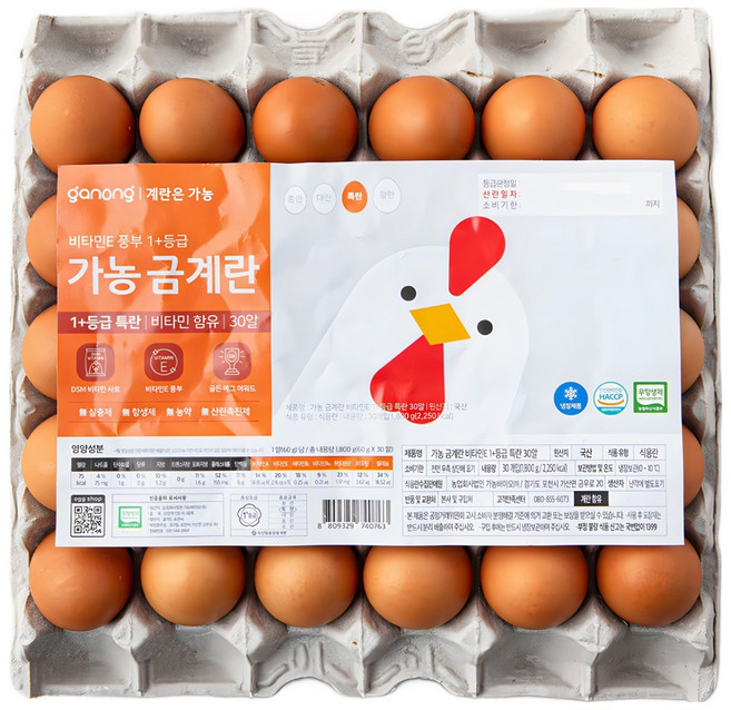 가농 무항생제 비타민E 함유 1+등급 특란, 30구, 1개