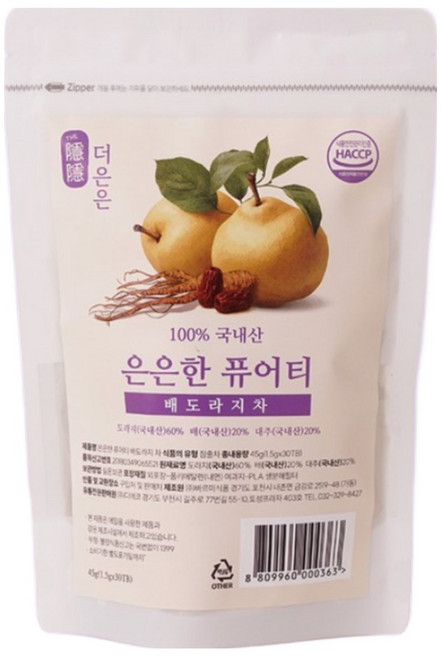 국내산 은은한 퓨어티 배도라지 대추 감기 비염 기관지 건강 차 티백 30개입, 30 티백