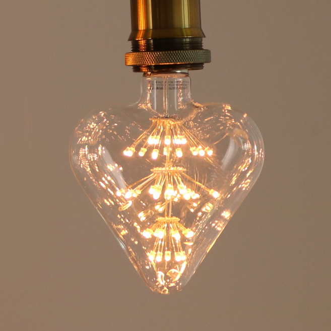 빛나라닷컴 2W LED 에디슨램프 눈꽃전구 10종 엔틱 빈티지전구, D09-LED 눈꽃전구 heart115 2W, 1개