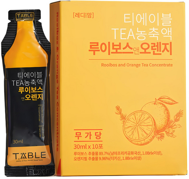 티에이블 루이보스앤오렌지 티농축액, 1개, 10개입, 30ml