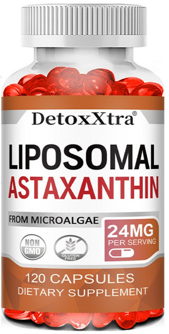 리포좀 아스타잔틴 보충제 24mg 최대흡수 항산화제 눈 피부 관절 건강에 좋으며 유전자변형 아님 글루텐 무첨가, 1개, 120회분
