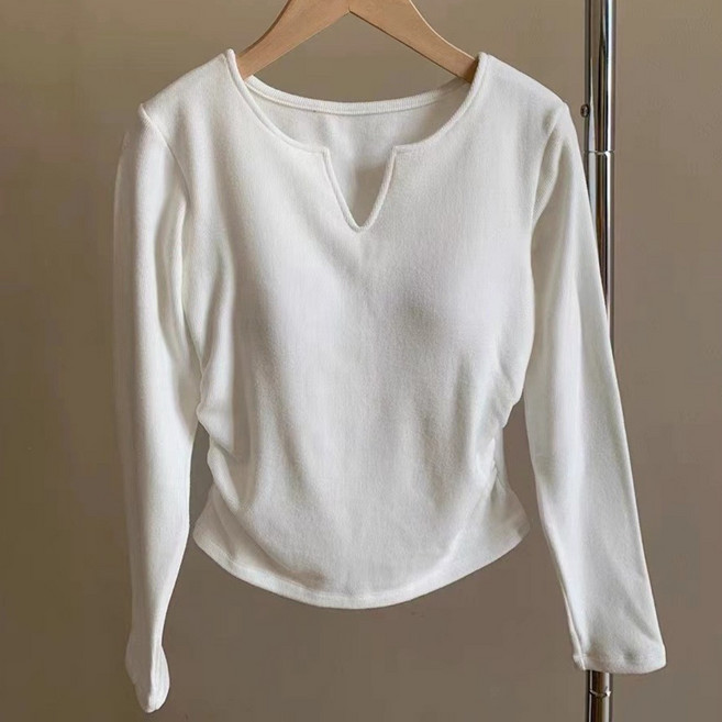 앨오앤지 캡내장 따뜻한 기모 브이넥 티셔츠