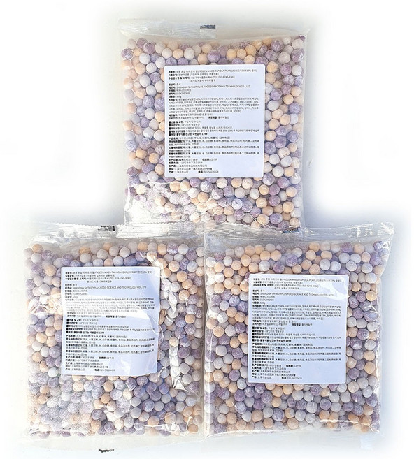 새마원 냉동 칼라 혼합 타피오카펄(소) 버블티 밀크티 무지개 색상, 3개, 500g