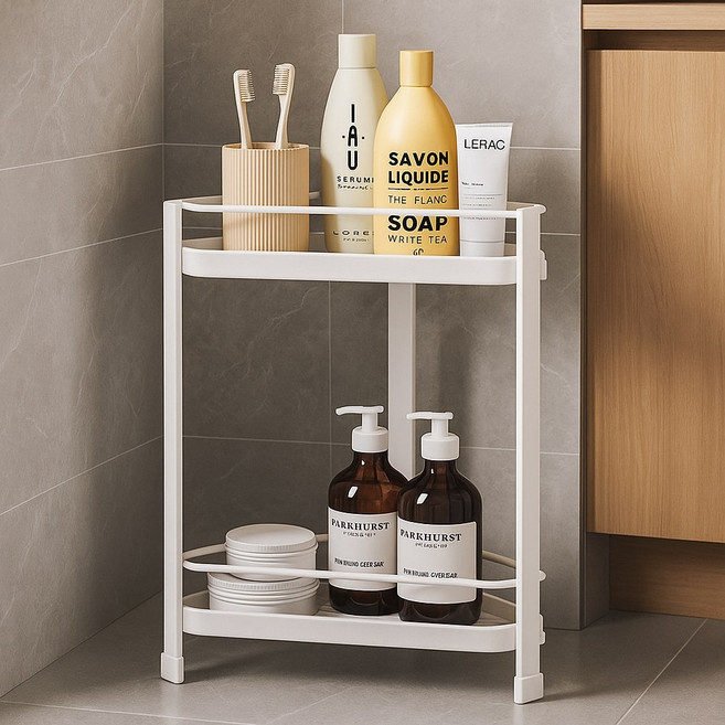 필굿리빙 욕실 스텐 코너 수납 선반대, 화이트, 1개