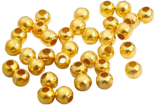 금속 구슬 메탈 볼 비즈 공예 재료 5종, 2.4mm (10g/약280개), 라이트골드, 1개