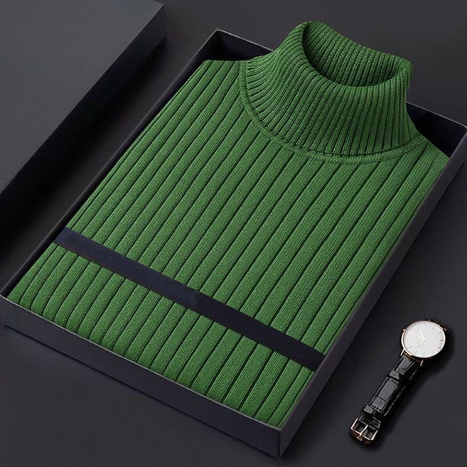 패션 남자 목폴라 긴팔티 빅사이즈 솔리드 슬림핏 터틀넥 니트 봄 가을 남성 폴라티 긴소매 상의 CJJ