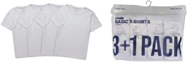 [백화점상품] 폴햄 공용 기본 3+1팩 반팔 흰면티 기본면티 교복이너 운동티 만능면티