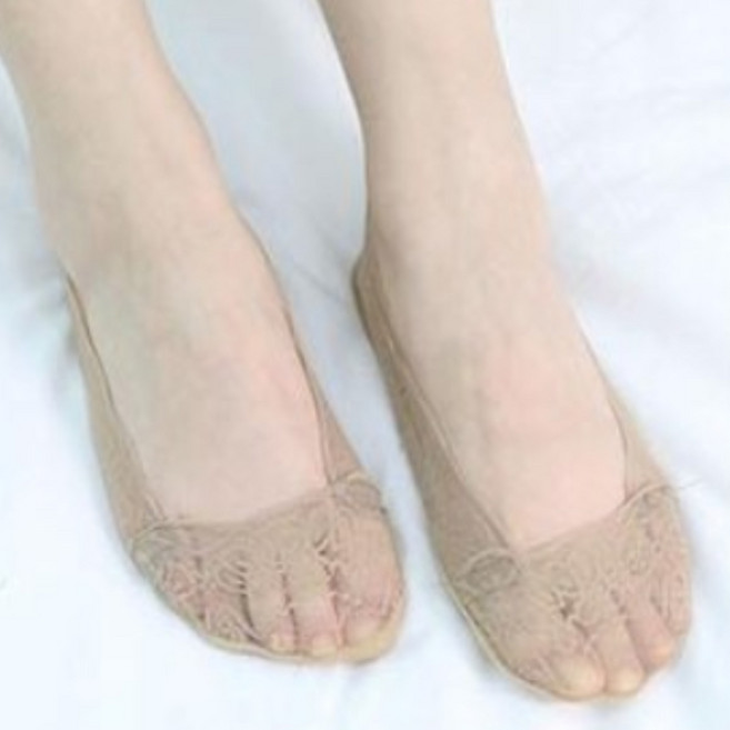여성덧신 페이크삭스 레이스 덧신 무봉제 벗겨지지않는 실리콘 여자 면 양말 10켤레